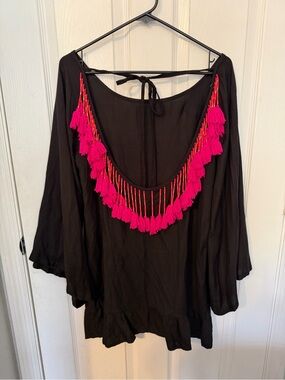 Sundress summer dress with Pink Tassel Trim